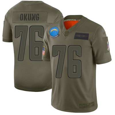 Nike Los Angeles Chargers #76 Russell Okung Camo Men's Stitched NFL Limited 2019 Salute To Service Jersey Men's